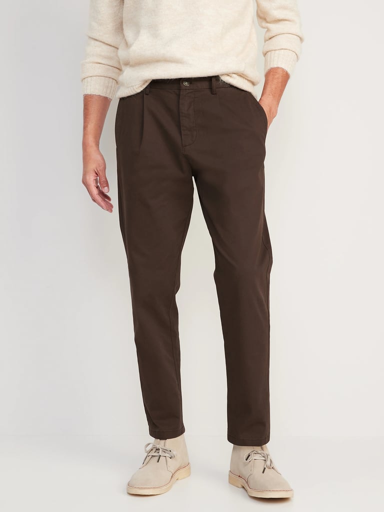 Old Navy Loose Taper Built-In Flex Rotation Pleated Ankle-Length Chino Pants
