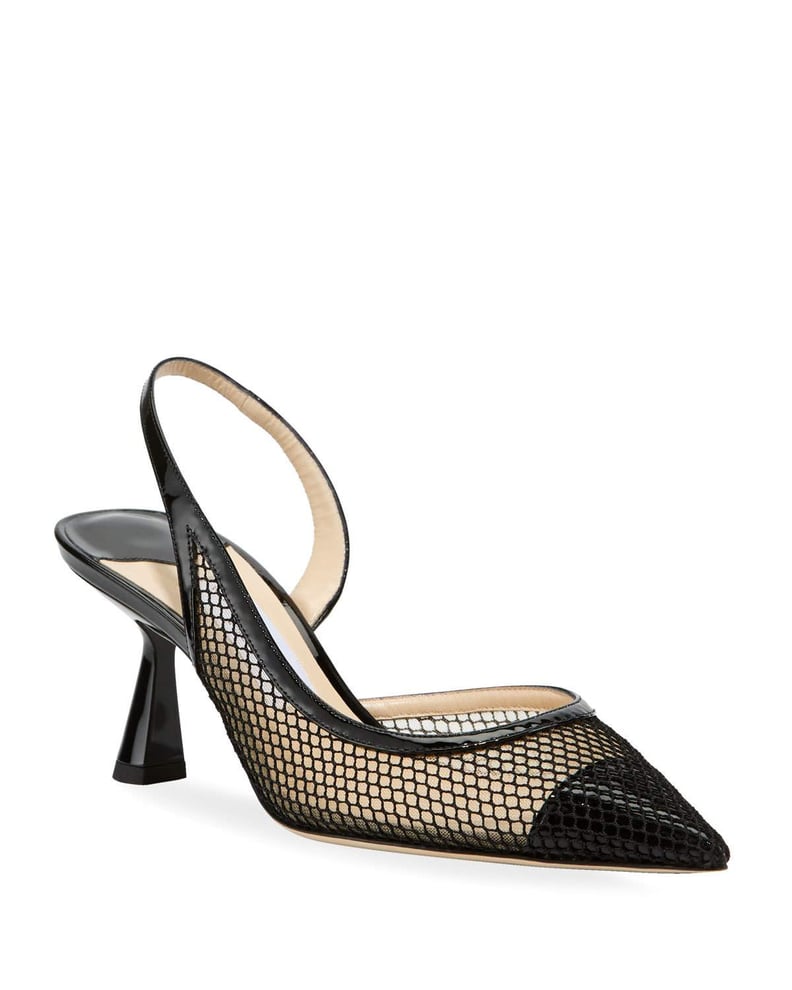 Jimmy Choo Fetto Mesh Cap-Toe Slingback Pumps