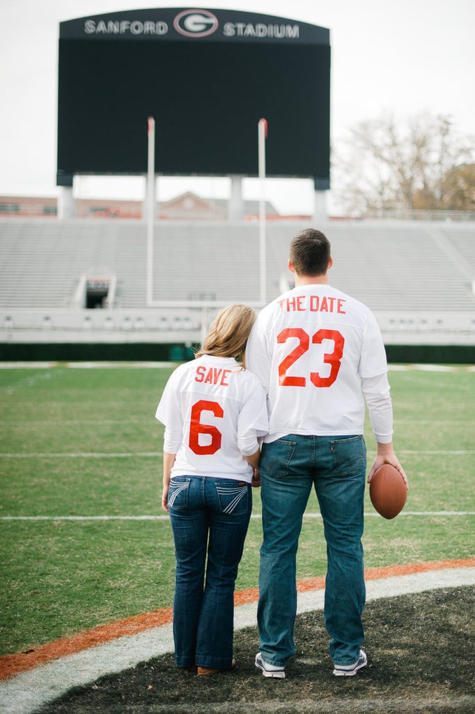Stadium Engagement Session Football Wedding Ideas Popsugar