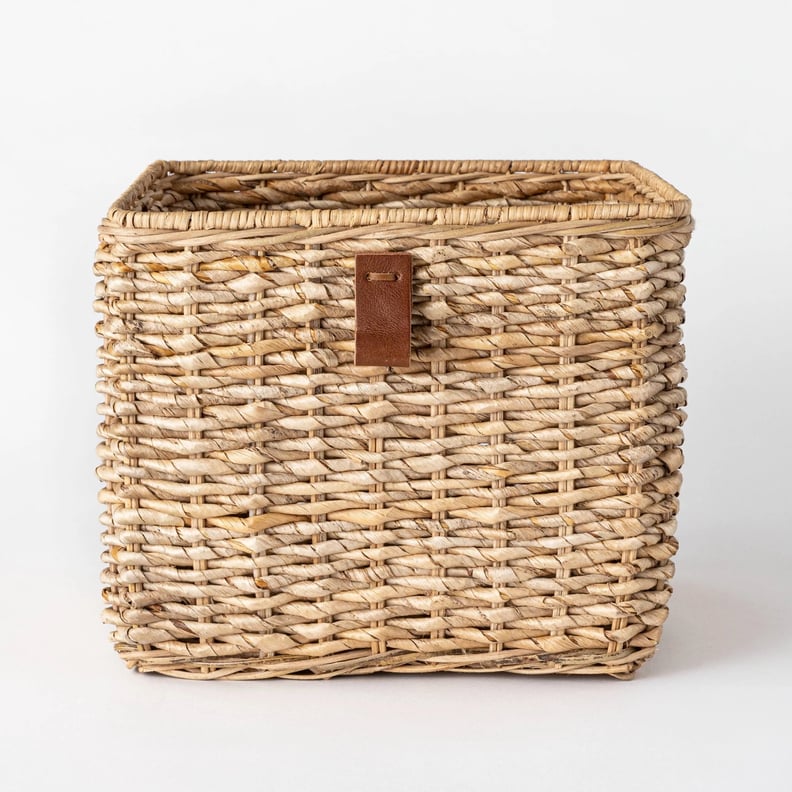 Decorative Cube Basket With Leather Pull