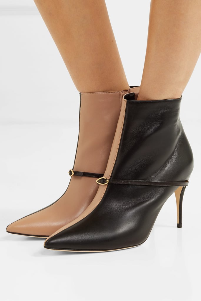 Jennifer Chamandi Nicolò 85 Two-Tone Leather Ankle Boots