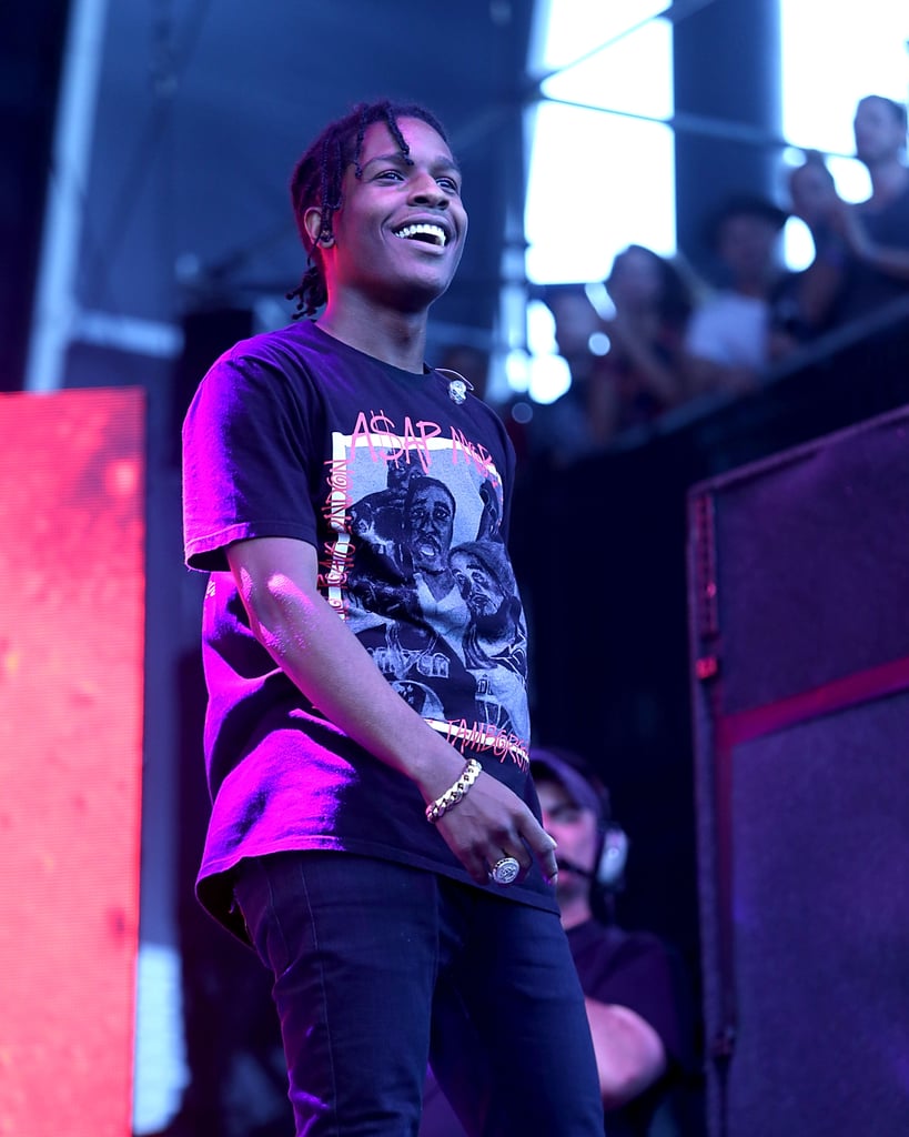 A$AP Rocky flashed a smile onstage in 2015.