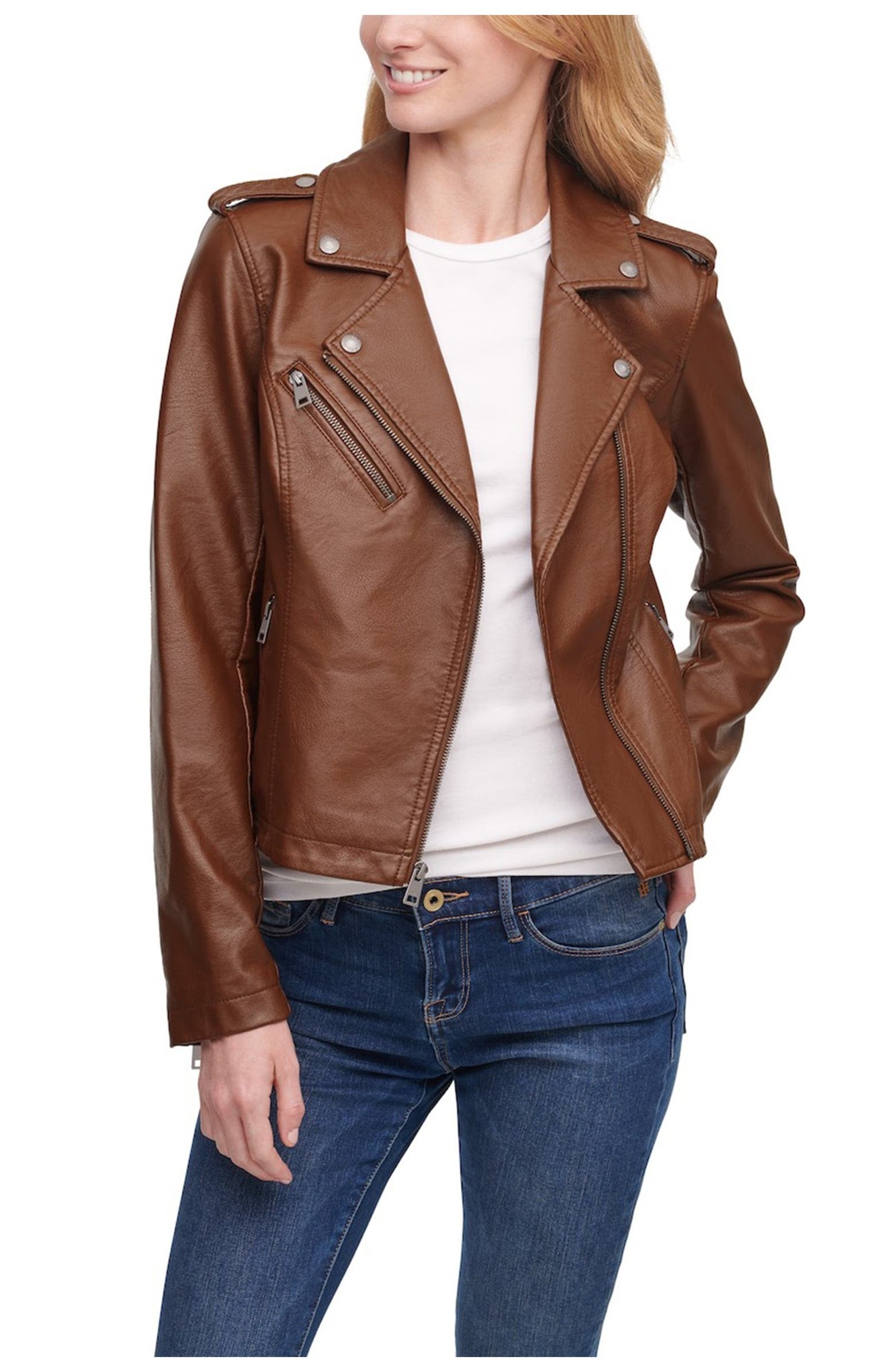 A Classic Biker Jacket: Levi's Faux Leather Moto Jacket | Coat Season Is  Upon Us — Get Ready With These 16 Picks From Nordstrom Rack | POPSUGAR  Fashion Photo 15