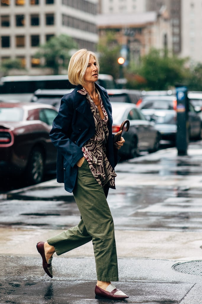 Coordinate your shoes with the color of your shirt. Choose pants and a blazer in muted tones to let your happy pairing stand out.