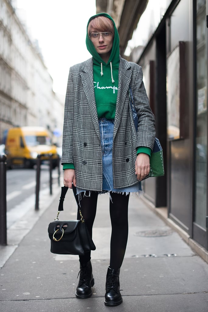 Wear a Pair of Tights Under Your Skirt and Style It With a Hoodie | How ...