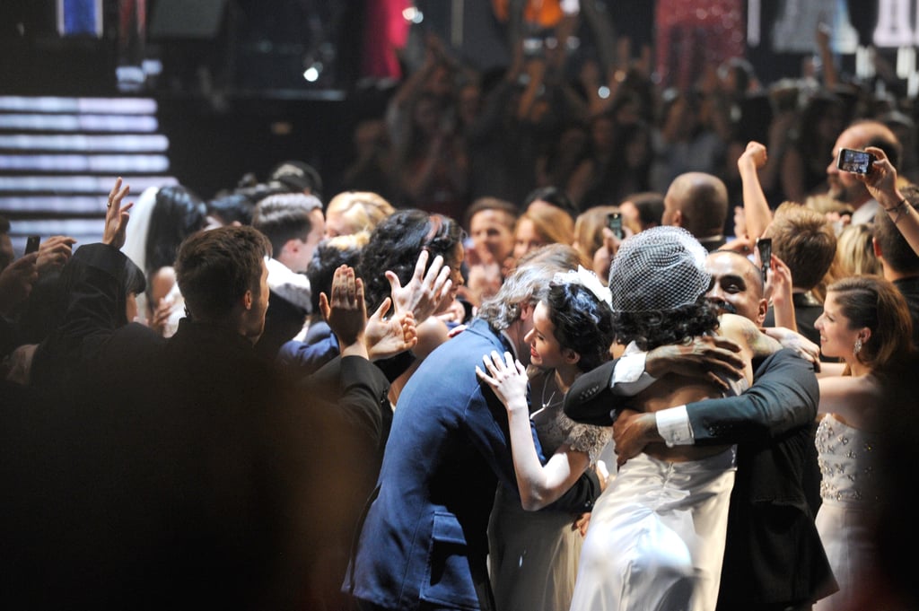 The couples hugged after saying "I do."