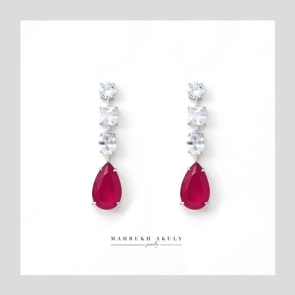 Mahrukh Akuly Ruby Drop Zirconia Earrings