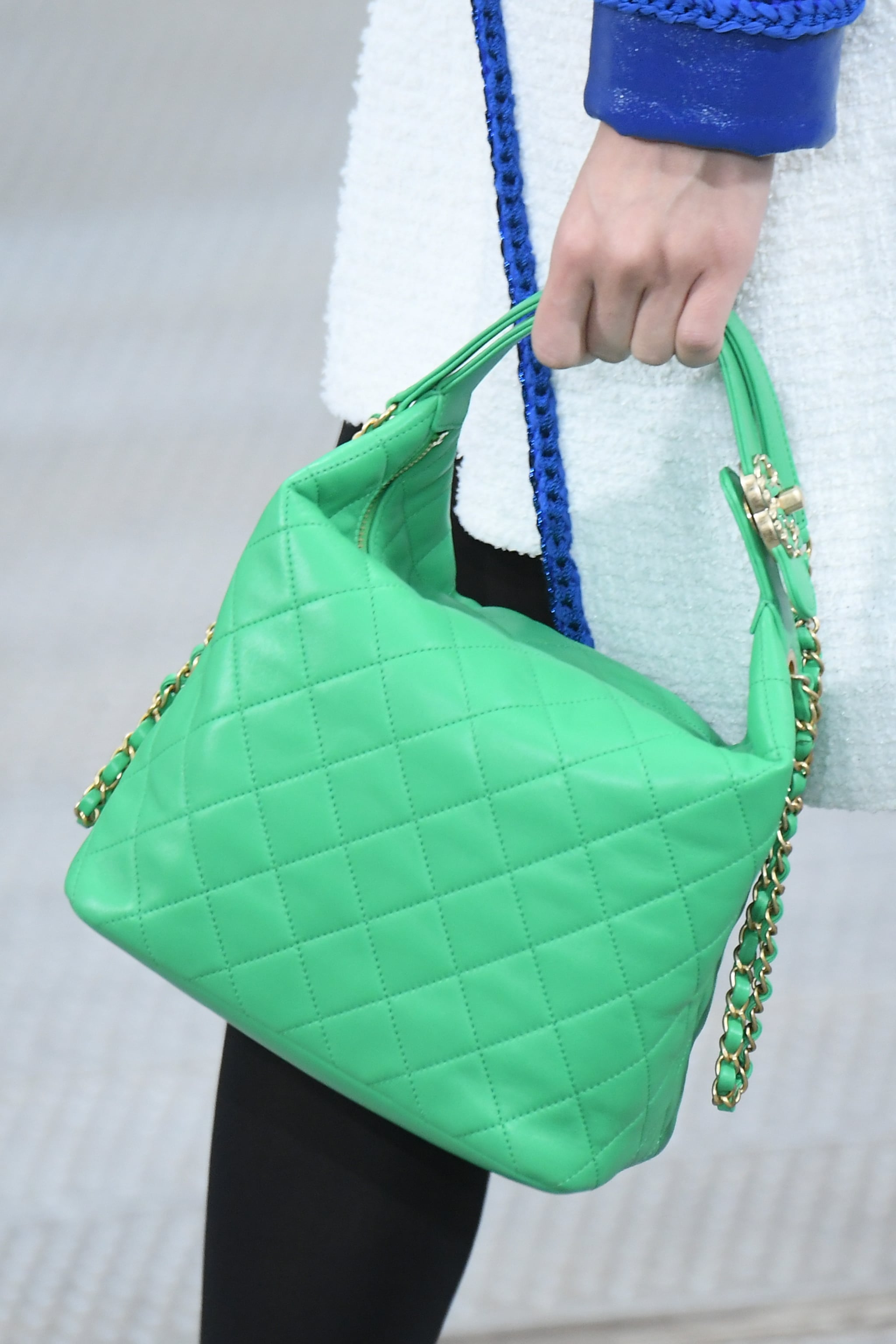 A Chanel Bag on the Runway During Paris Fashion Week, Chanel Just Gave Us  the Walkable Flats of Our Dreams (and a Neon Green Bag We Never Knew We  Needed)