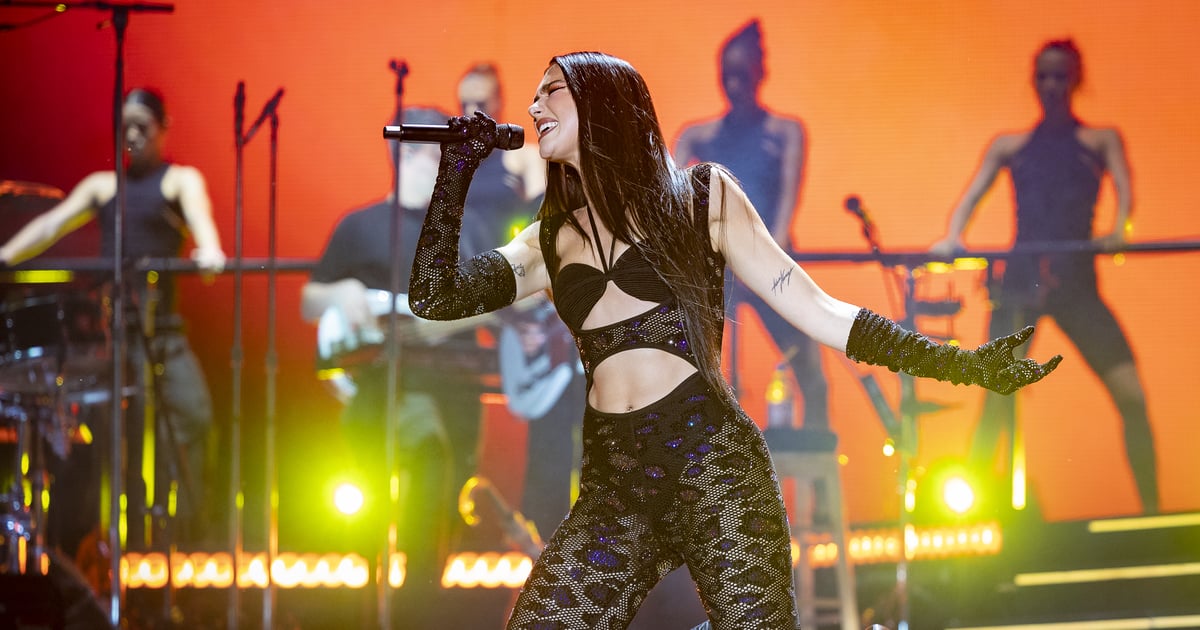 Dua Lipa Sparkled in a Cutout Bedazzled Catsuit For Her Latest Performance.jpg