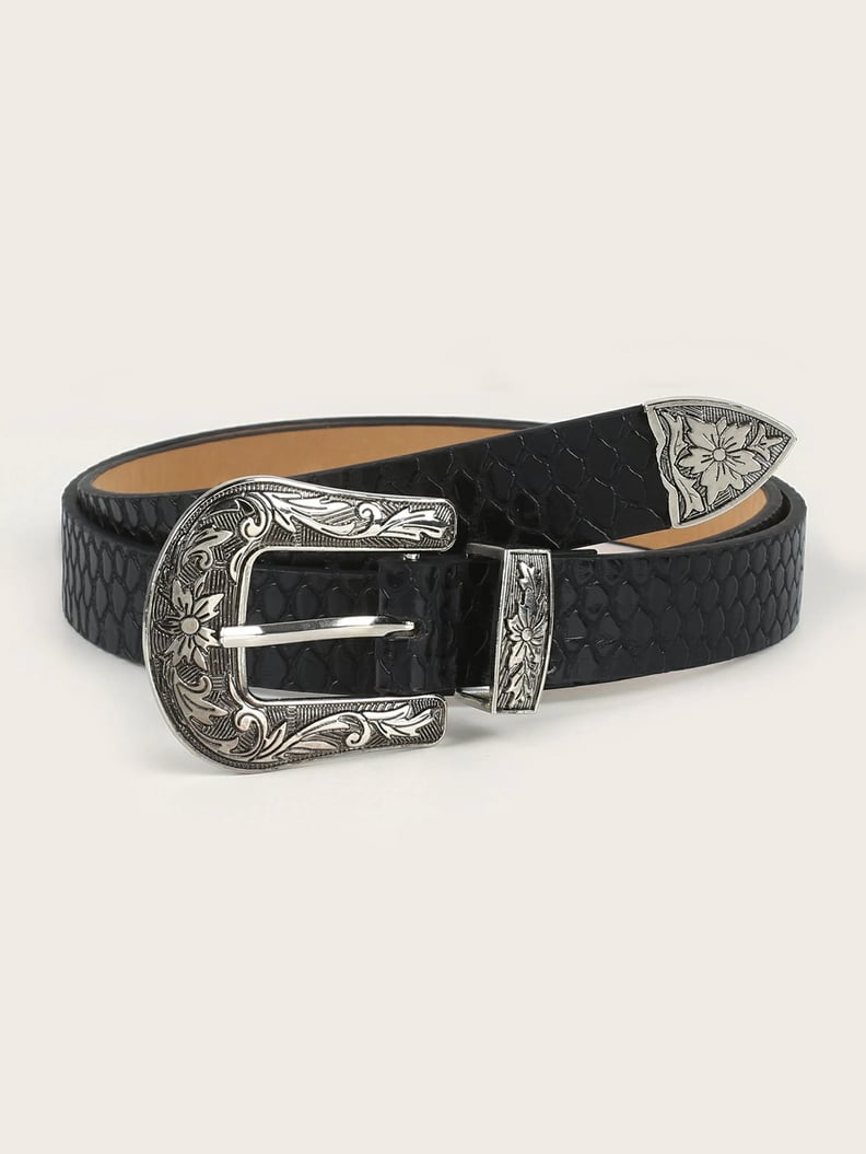 Shein Croc Pattern Western Buckle Belt