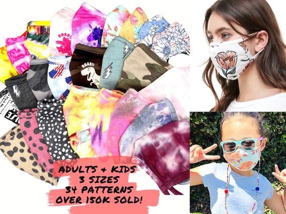 Washable Adults/Kids Face Mask with Filter Pocket