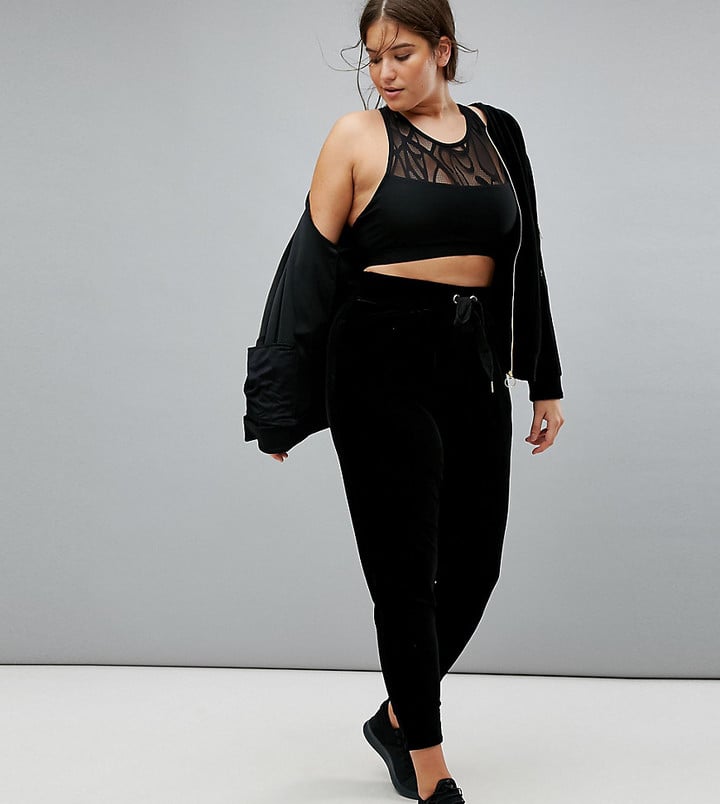 womens black velour joggers