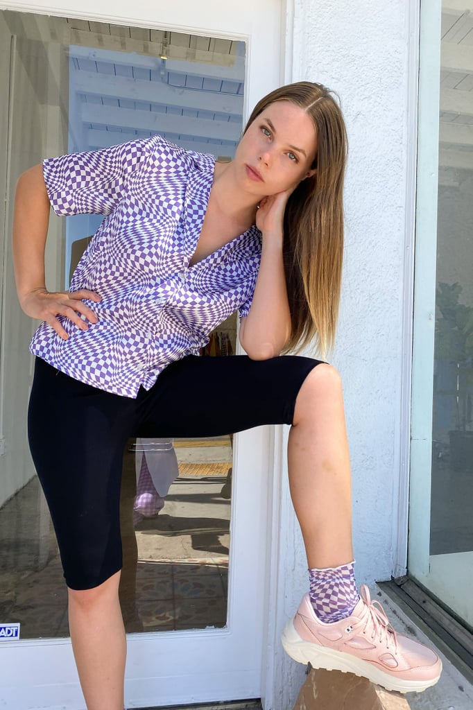 Lisa Says Gah Reese Collared Top - Purple Warp Check