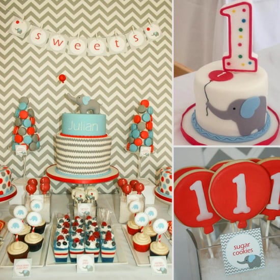 A Modern Chevron, Elephant, and Balloon First Birthday Party