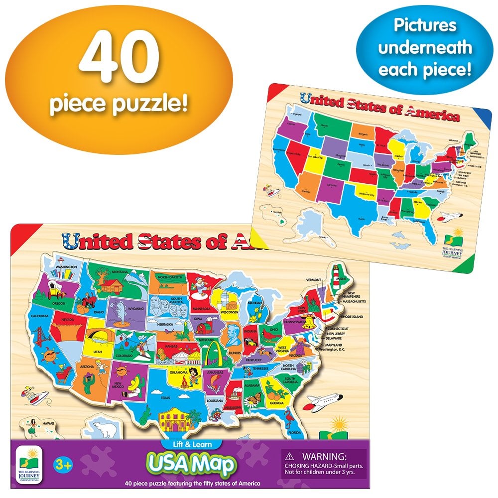 The Learning Journey Lift Learn Puzzle USA Map 24 Jigsaws