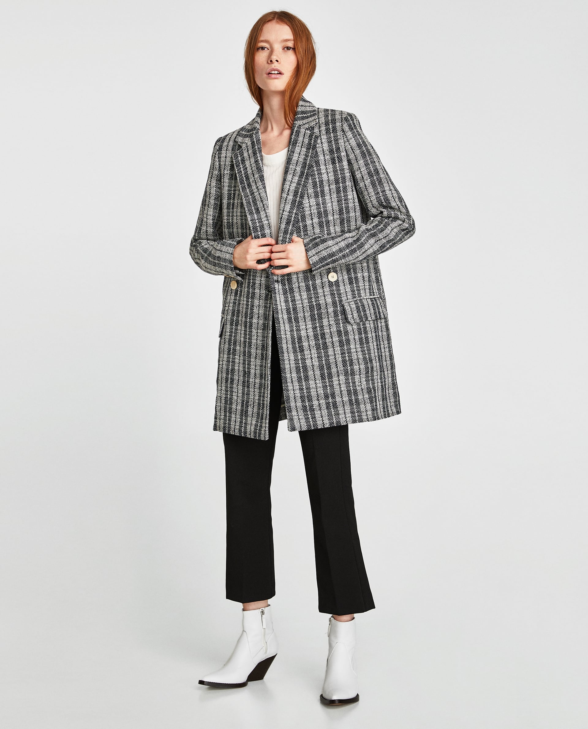 checkered coat zara
