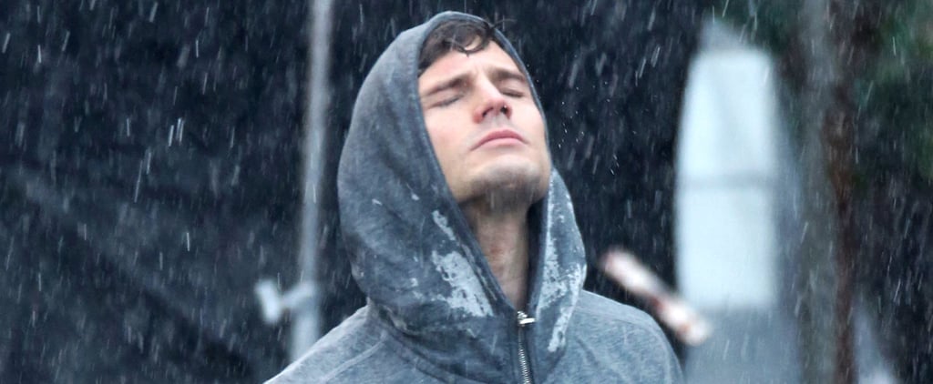 Jamie Dornan Running in Rain | Fifty Shades of Grey Photos