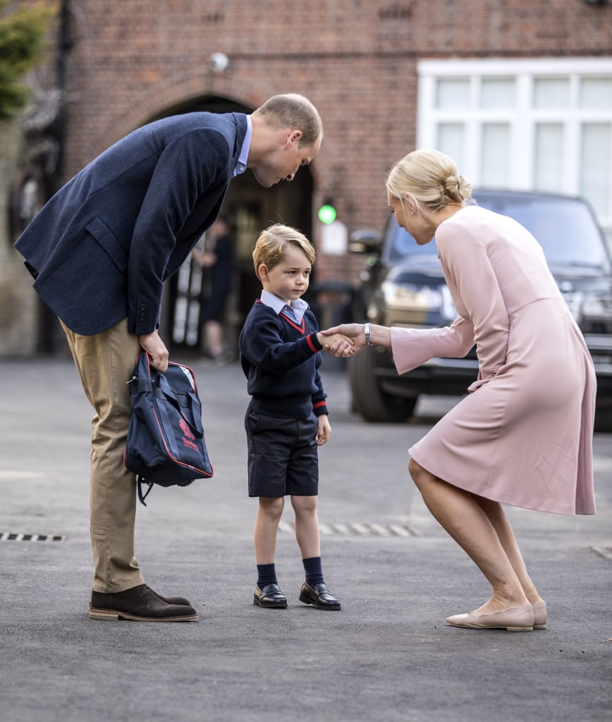 He looked on with pride as George handled his first day of school like a pro.