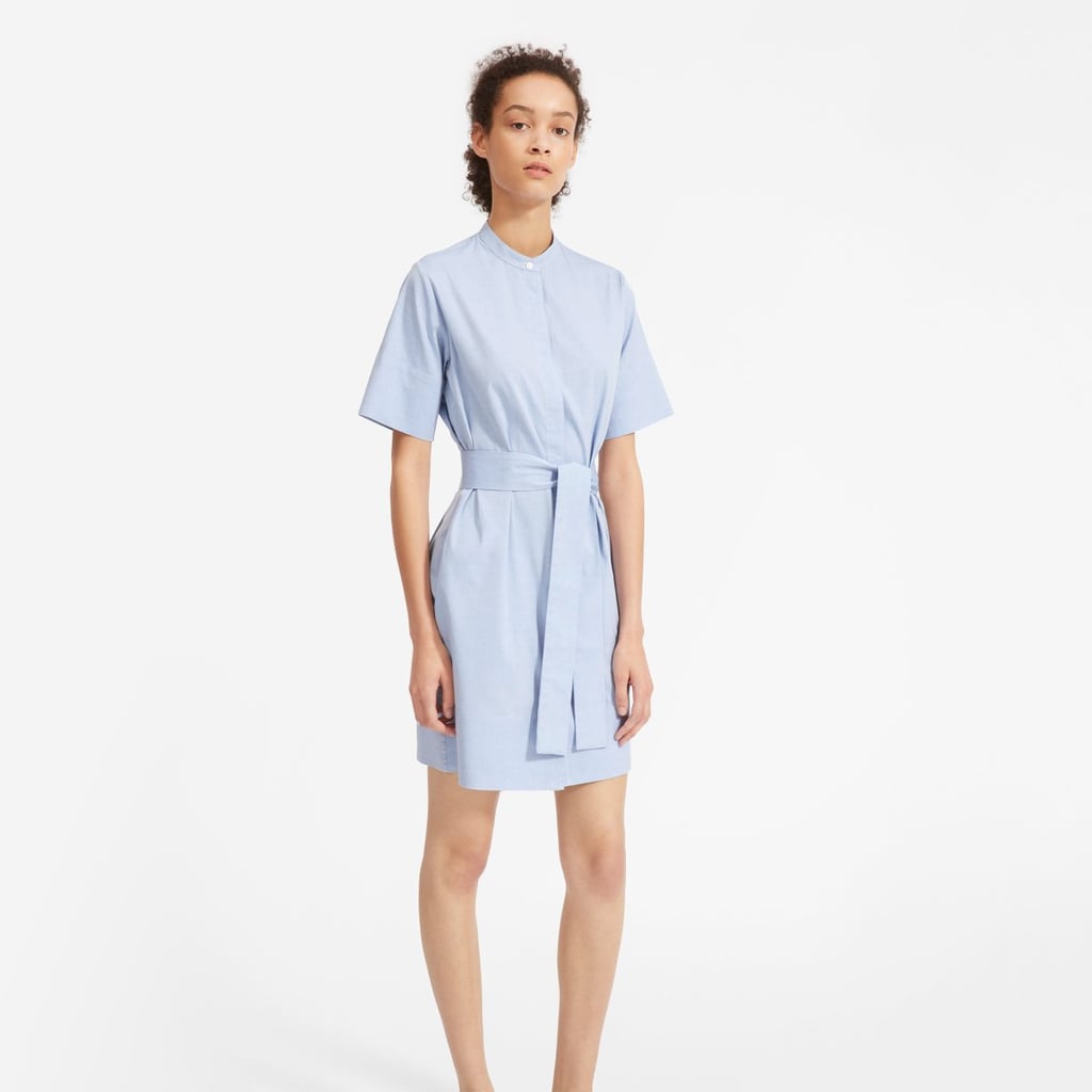 Everlane The Cotton Collarless Belted Shirtdress