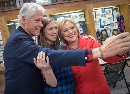 #TBT to a family selfie on the night my mom became the first woman to win the Iowa Democratic Caucuses. Many campaign stops later, I think it's safe to say that my mom and dad are pretty much experts on how to take a good selfie!

    Related:

            
                            
                    5 Reasons Hillary Clinton Is the Best Candidate For Single Women
                
                            
                    3 Ways Hillary Clinton&apos;s Student-Loan Proposals Could Help You Dig Out of College Debt
                
                            
                    4 Major Outcomes of Electing Women to Political Office