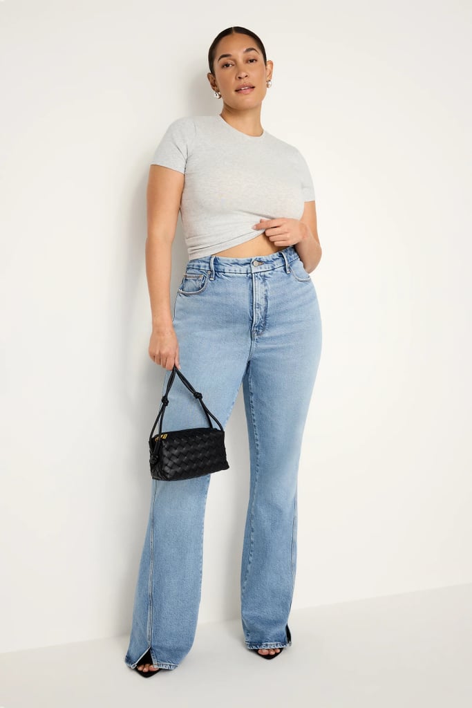 Good American Soft-Tech Good Curve Bootcut Jeans in Indigo