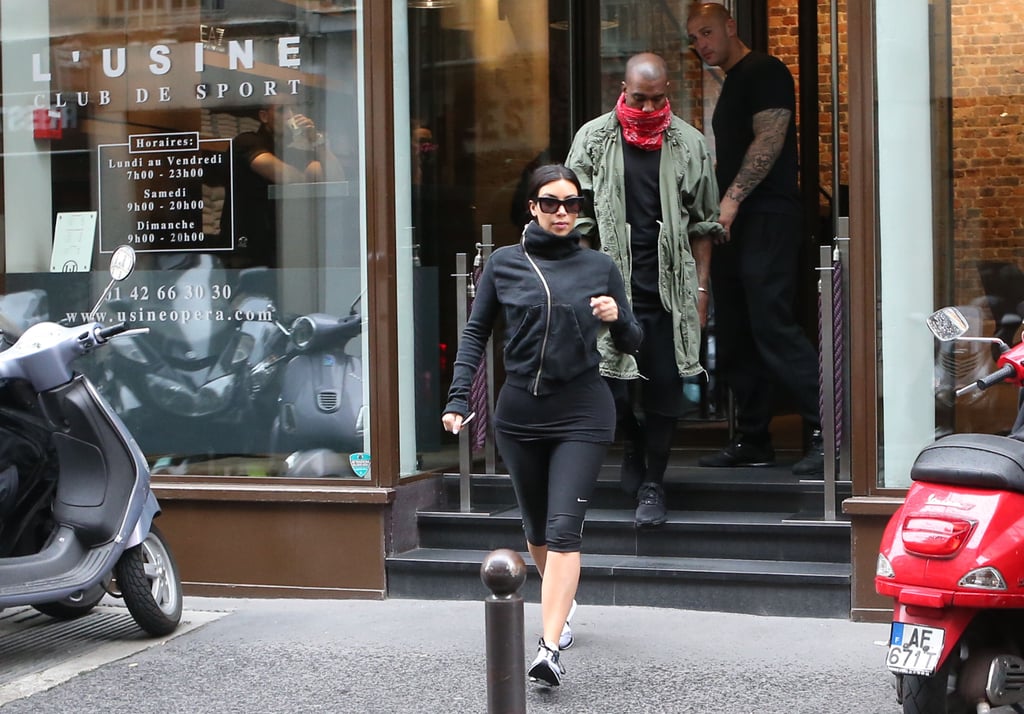 Kim and Kanye Working Out in Paris