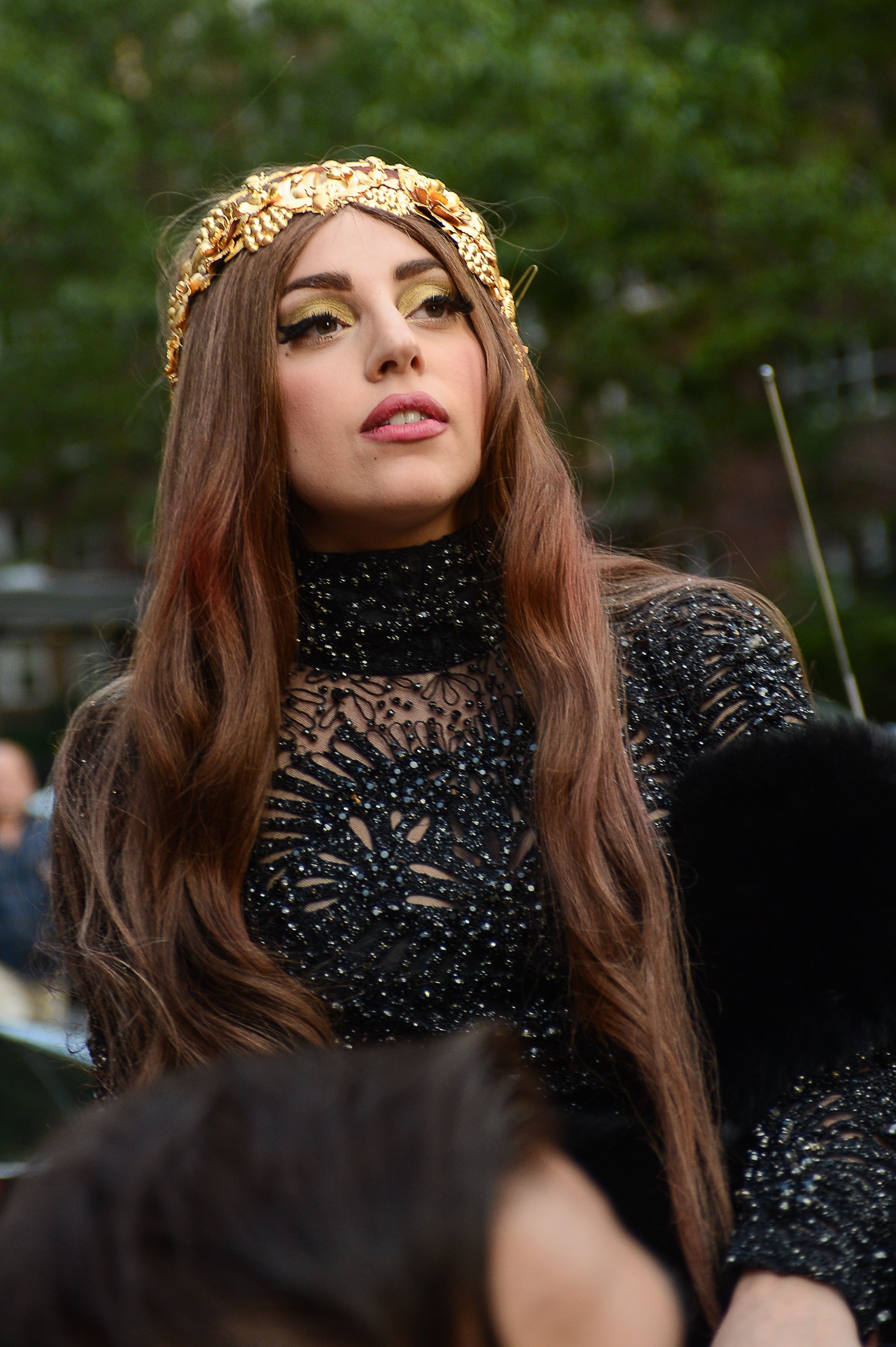 Lady Gaga med brunt hår