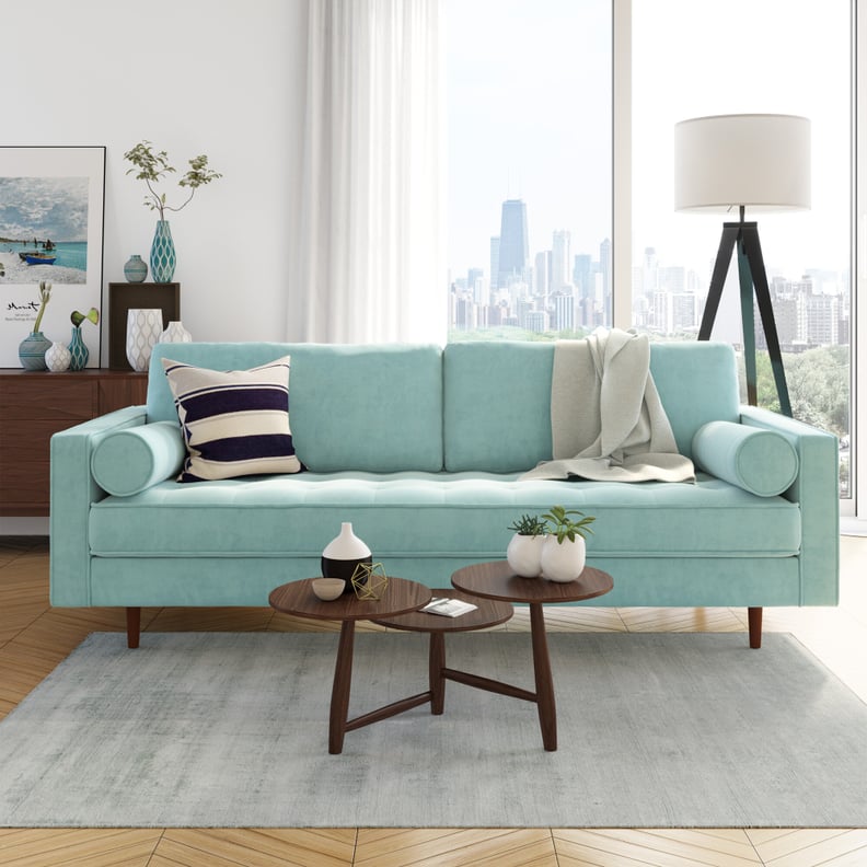 Ravi Velvet 84" Square Arm Sofa