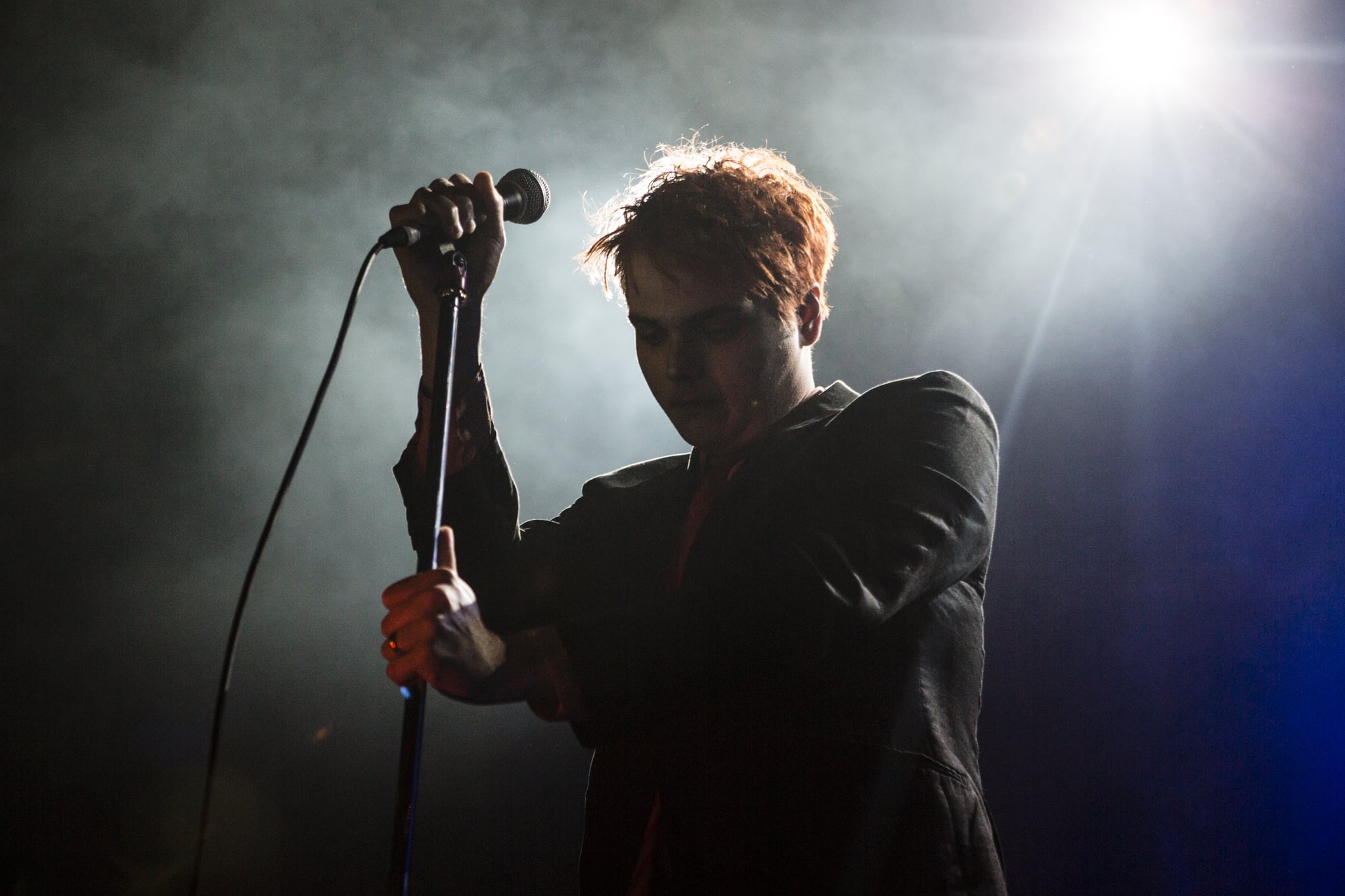 MANCHESTER, UNITED KINGDOM - NOVEMBER 05: Gerard Way performs on stage at The Ritz, Manchester on November 5, 2014 in Manchester, United Kingdom. (Photo by Andrew Benge/Redferns via Getty Images)