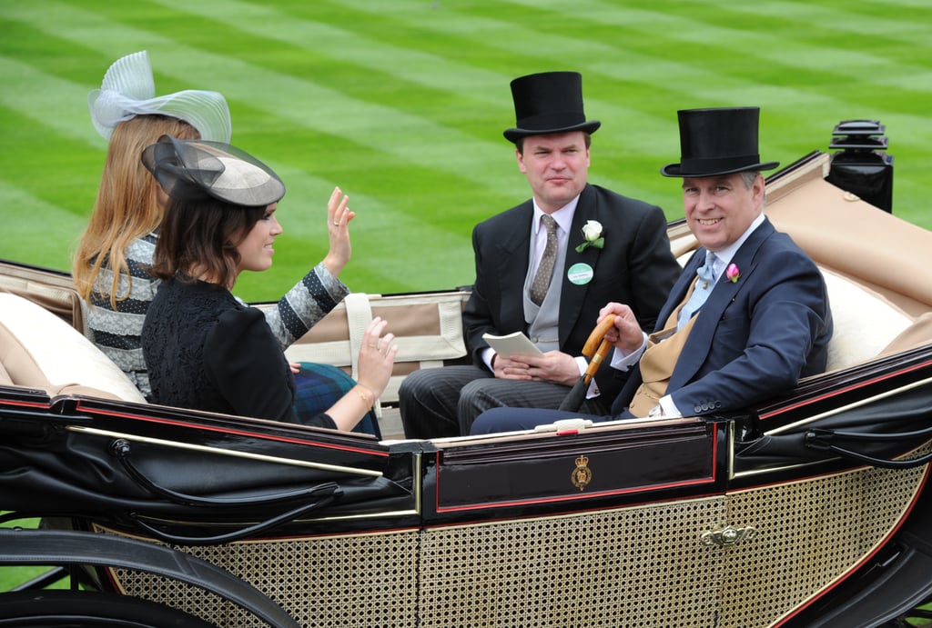 Princess Eugenie, Princess Beatrice, and Prince Andrew, 2013