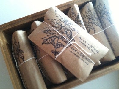 keepsake pouch filled with freshly-roasted beans