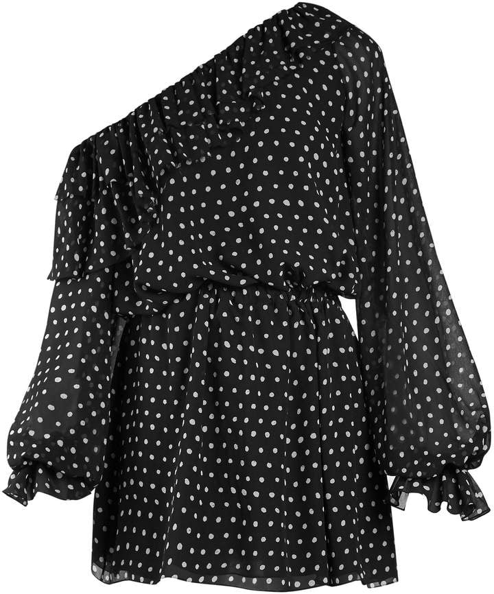 Saint Laurent Polka-Dot One-Shoulder Dress