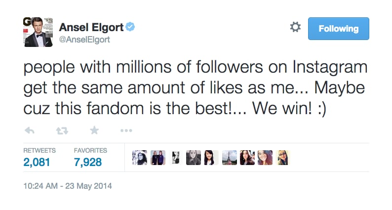 When He Gave a Shout-Out to His Awesome Fandom
