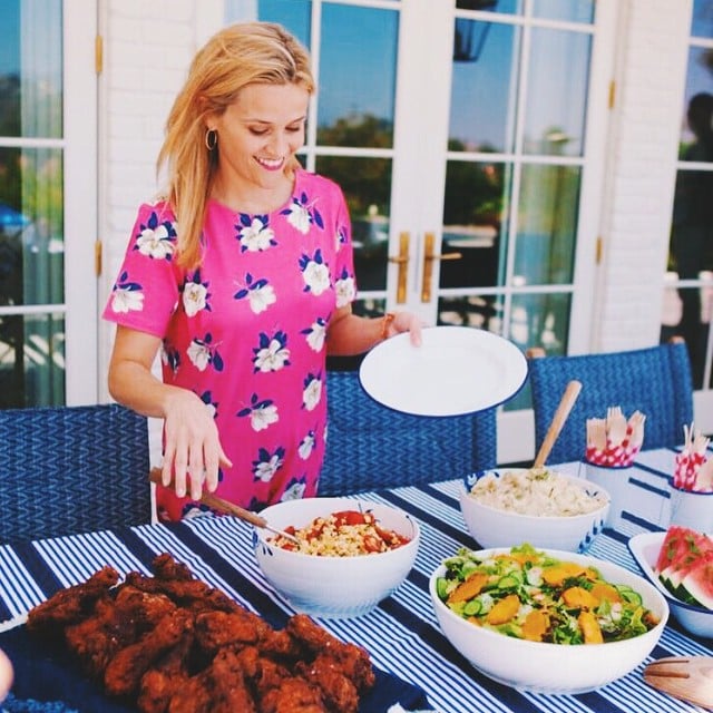 Reese Witherspoon admitted that you can "never have enough fried chicken" with this cute barbecue photo.