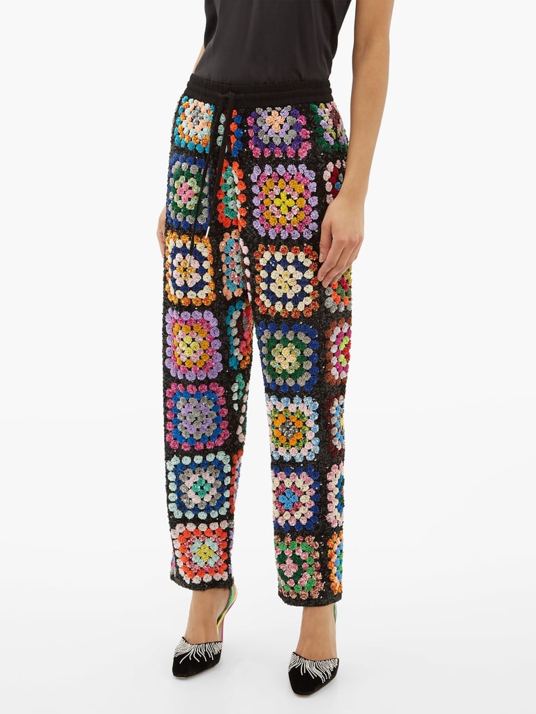 Ashish Sequinned Patchwork Crochet Trousers