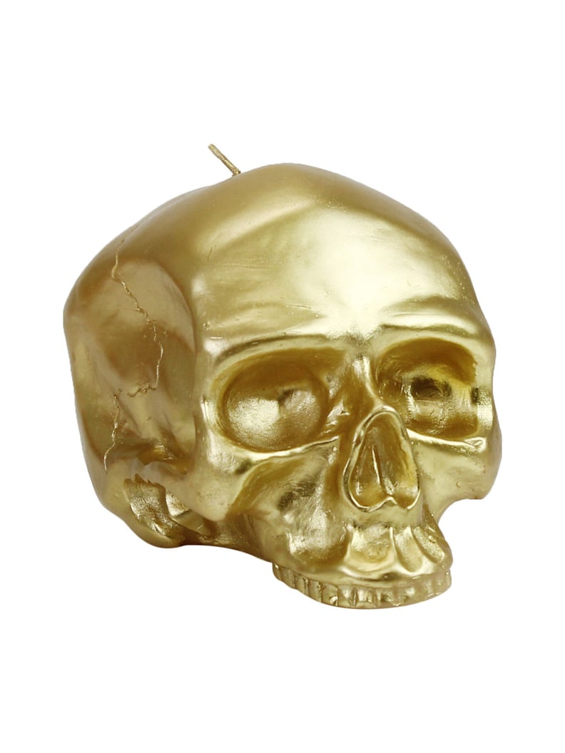 D.L. & Co. Medium Gold Skull Metallic Candle