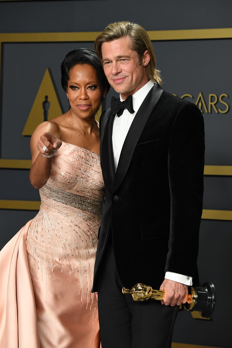 Regina King and Brad Pitt at the 2020 Oscars