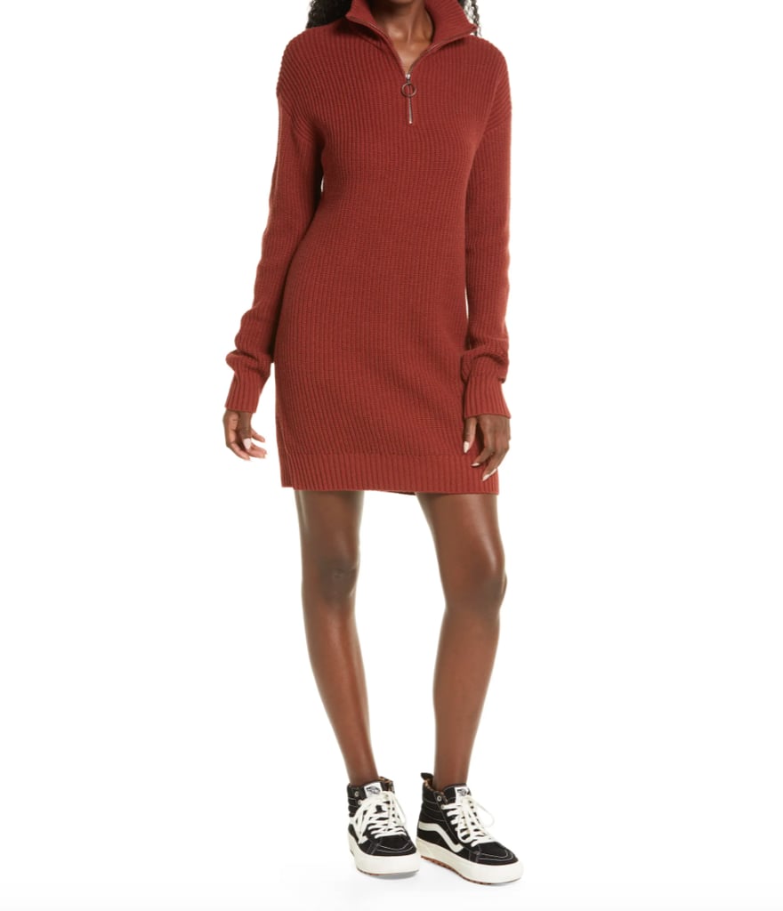Sweet and Sporty: BP. Sporty Quarter Zip Long Sleeve Sweater Dress