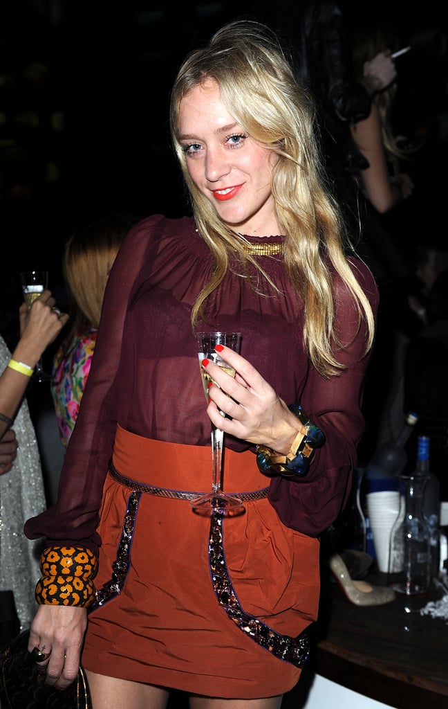 Chloë Sevigny sipped Champagne at a New Year's Eve celebration in Miami Beach, FL, in 2008.
