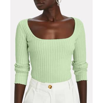 Dark Green Square Neck Long Sleeve Top, WHISTLES