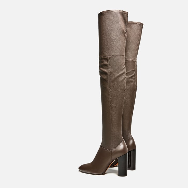 Zara OvertheKnee HighHeel Leather Boots (279) Fall Shoe Trends
