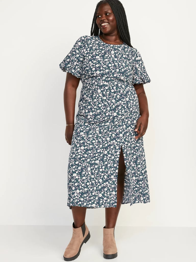 Old Navy Puff-Sleeve Floral Maxi Shift Dress | Best Plus Size Dresses ...