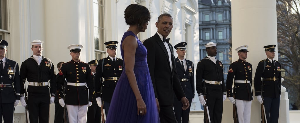 Michelle Obama Wearing Tadashi Shoji Dress