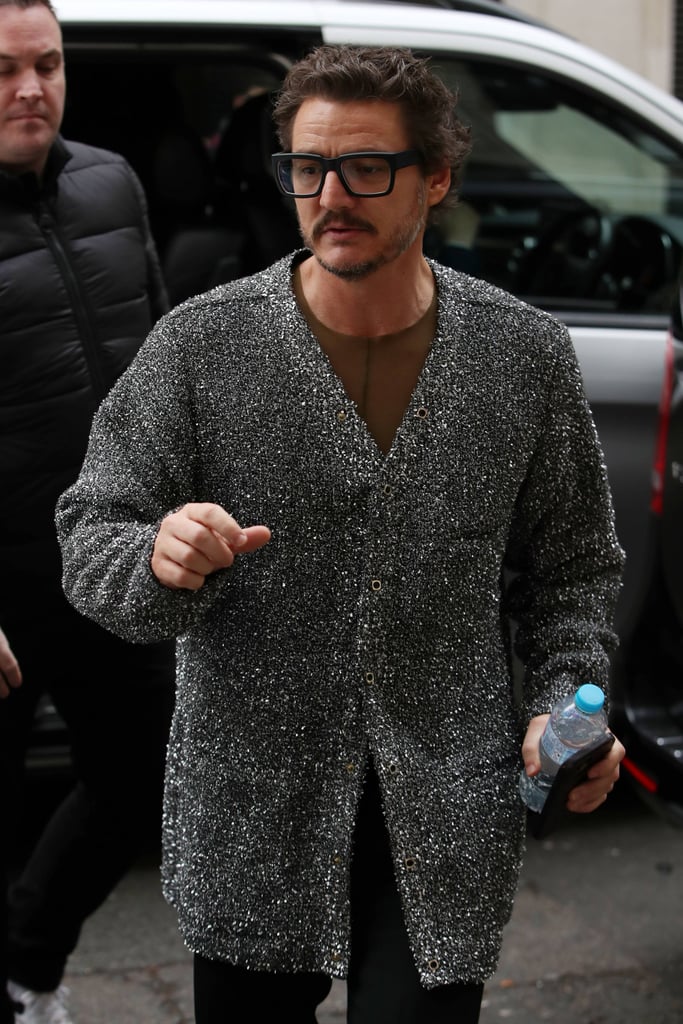 Pedro Pascal's Sheer Top and Sparkly Cardigan