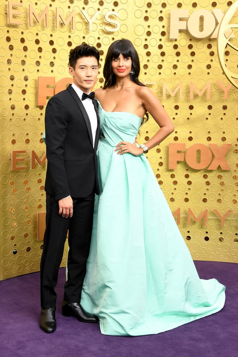 Manny Jacinto and Jameela Jamil at the 2019 Emmys