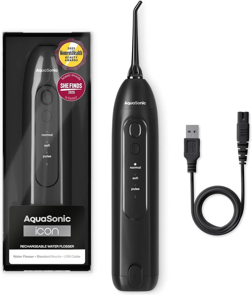 AquaSonic Icon Water Flosser for Teeth ($20, originally $30)
Wellness upgrades aren't limited to workout gear. This cordless water flosser makes it easy to keep up with your oral-care routine at home or on the go, with a targeted stream of water and multiple pressure settings. Its rechargeable design is convenient for travel, too.