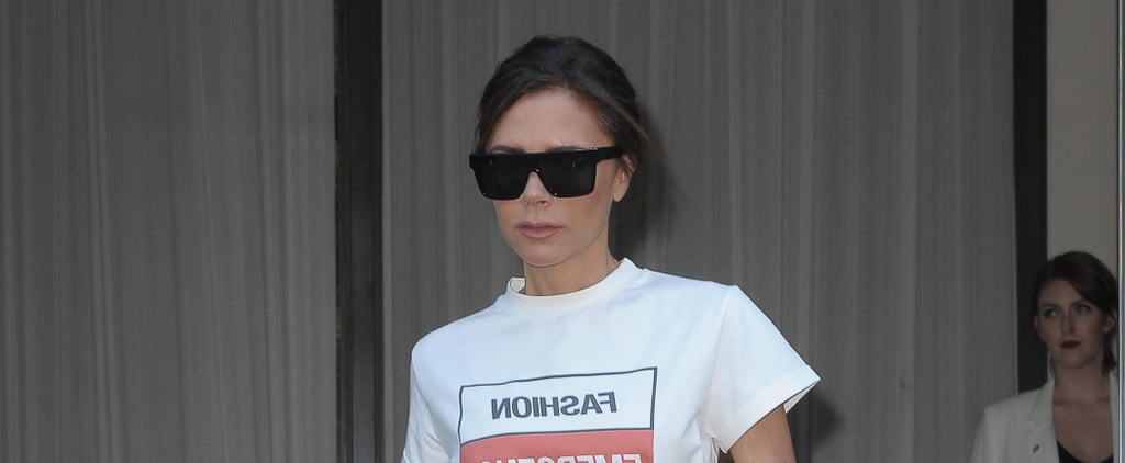Victoria Beckham Wearing Fashion Emergency T-Shirt