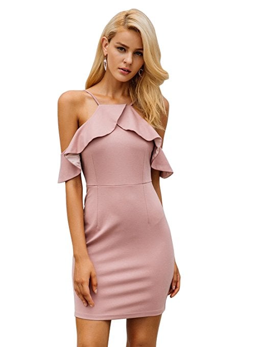 Simplee Cold Shoulder Ruffle Dress