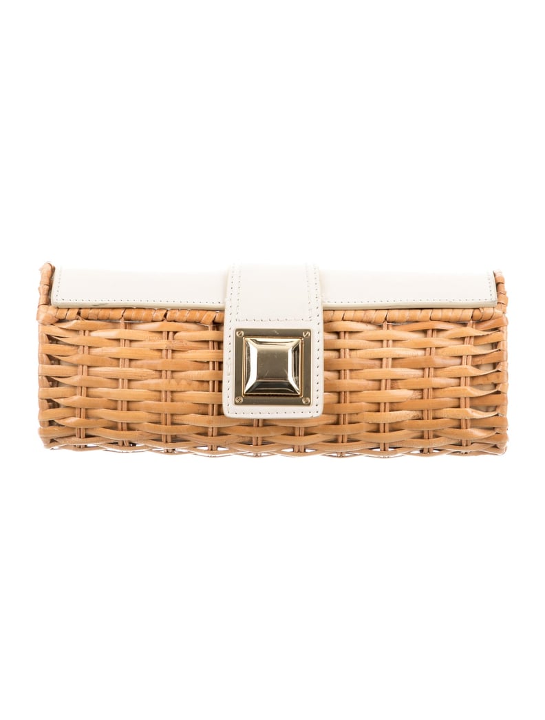 Michael Michael Kors Woven Leather-Trimmed Clutch