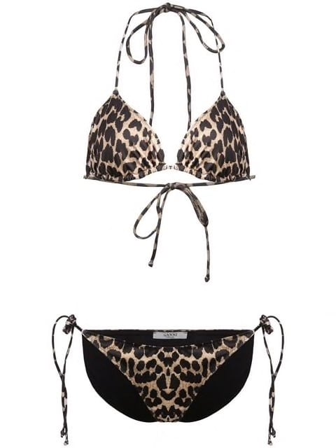 Ganni Leopard-Print String Bikini